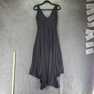 PrAna Dress Womens XL Black V-Neck Flowy High Low Sleeveless Stretch Jersey Midi